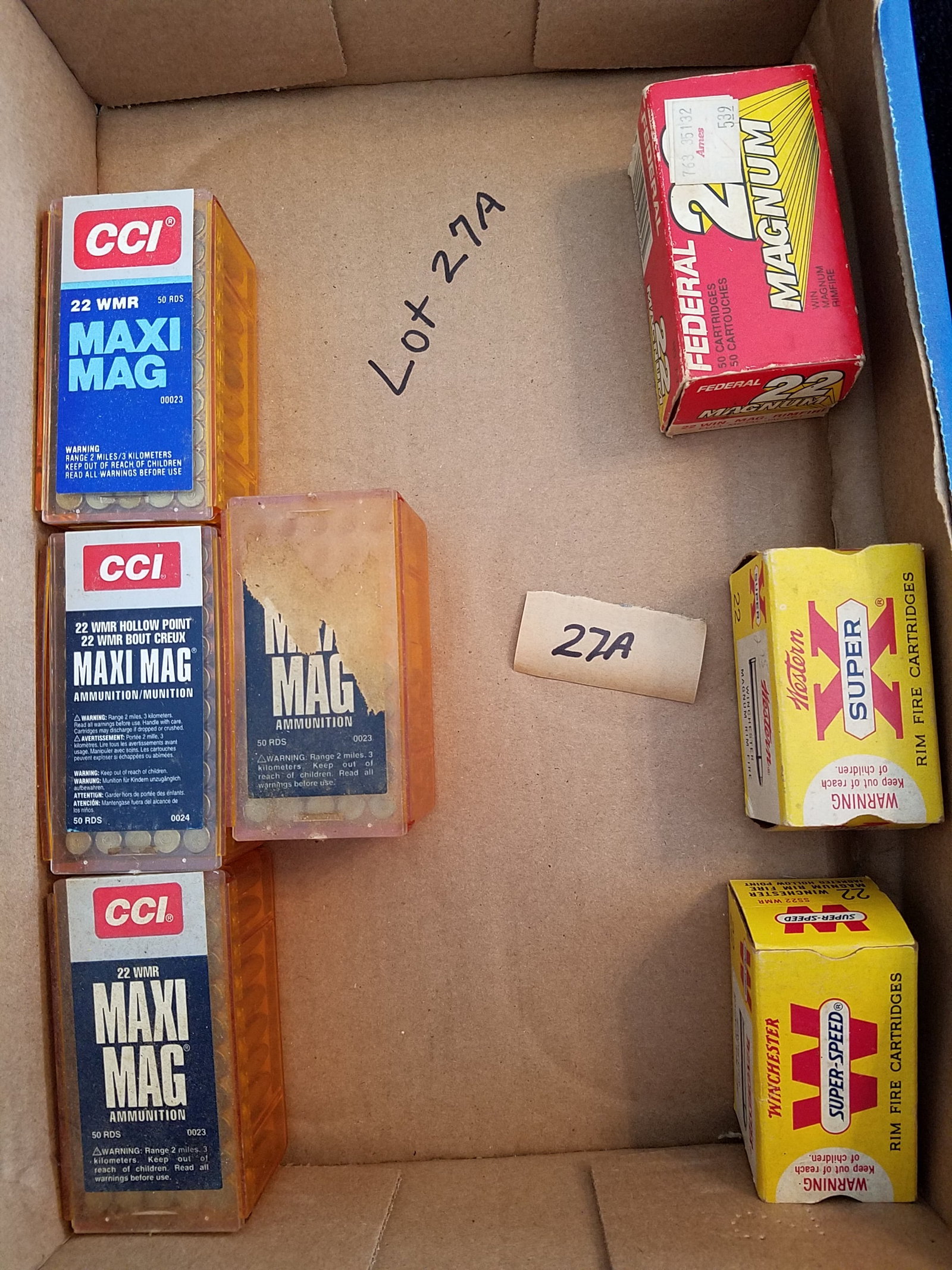 22 WMR and 22 Mag Ammo: Assorted 22 WMR ammunition (175 rounds) and assorted 22 Mag ammunition (approx. 110+ rounds). All new in the box. See photos.
