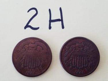 Two 1864 2¢ Coins
