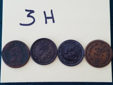 Four 1863 Army/Navy Civil War Tokens