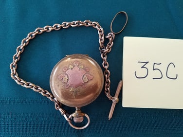 Gold Plated Elgin Pocket Watch with Chain