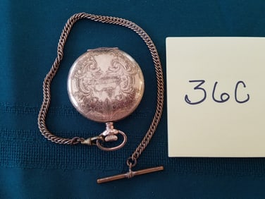 Gold Plated American Waltham Watch Company Pocket Watch and Chain
