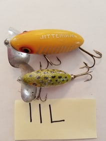 Two Vintage Fred Arbogast Jitterbug Fishing Lures