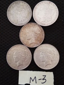 Late Listing: Five US Morgan and Peace Silver Dollars
