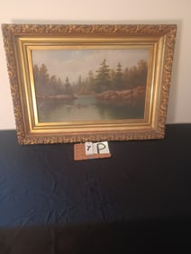19c Oil on Board Painting of Adirondack Scene