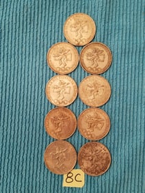 Nine 1968 Mexico Olympic Coins