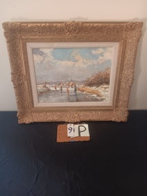 French Impressionist Oil on Board Painting