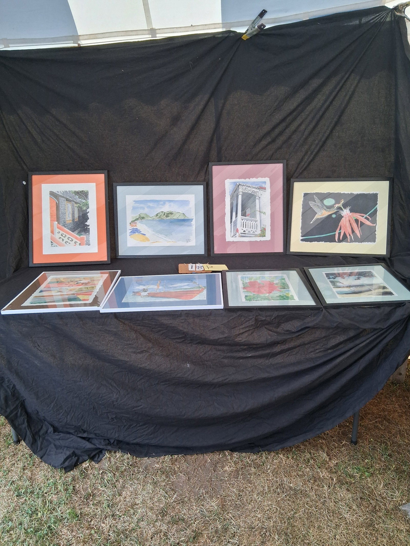 Miscellaneous 19c and 20c Caribbean Watercolors: Miscellaneous 19th century and 20th century Caribbean watercolors. Includes some of St. Martin and Virgin Islands. Various local artists. Sizes vary - roughly 21.125"w x 17.125"h. See photos. From the