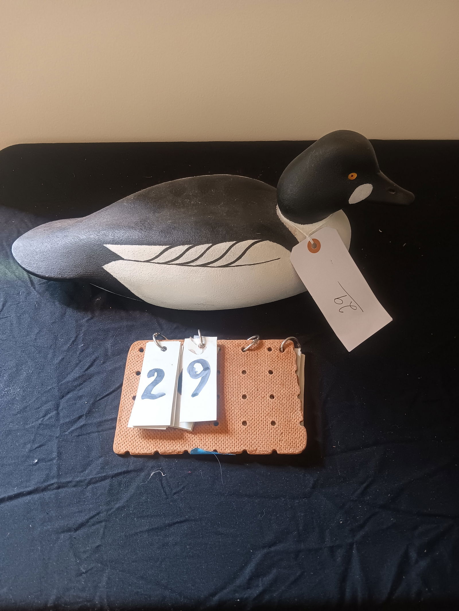 Donald W. Morley Duck Decoy: Hand painted and hand carved Donald W. Morely duck decoy. See photos. From the Dr. Thomas Fallon Collection.