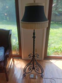 Fancy 1900s American Wrought Iron Electric Floor Lamp
