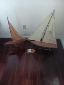 Two 1900s Vintage Wood Ship Models