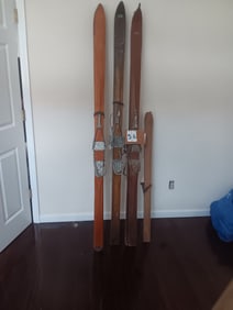 Four Pairs of Antique Wood Skis