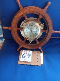 Signed Contemporary Brass Ship Clock