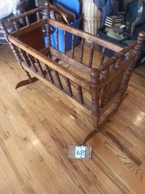 19c Spool Baby Cradle with Card Ends