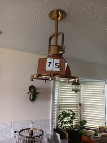 Two Matching Signed Wiska Ship Style Hanging Brass Lamps