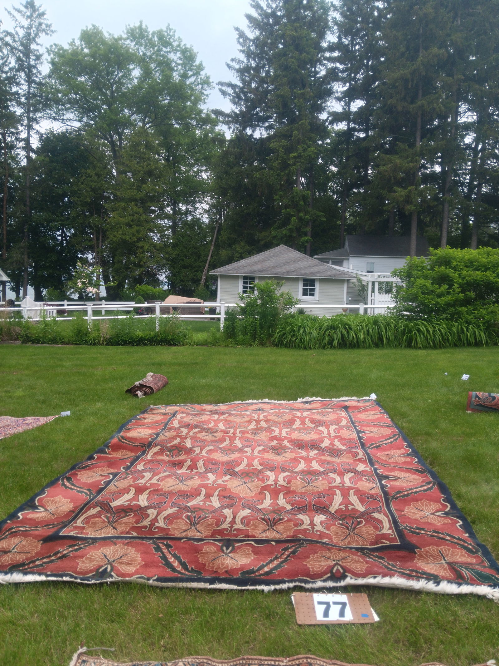Handmade Indian Oriental Room Size Wool Rug: Handmade Indian Oriental room size wool rug. 175.5"l x 122.5"w. See photos. From the Dr. Thomas Fallon Collection.