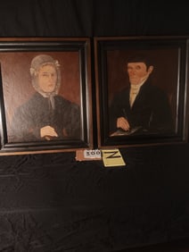 Two Sheldon Peck Attributed Oil on Canvas Portraits