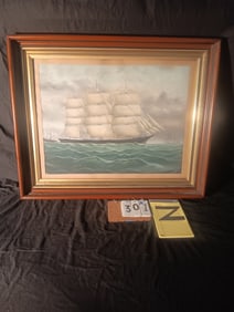 Rare Daniel Huntington Watercolor of the Bedford Ship