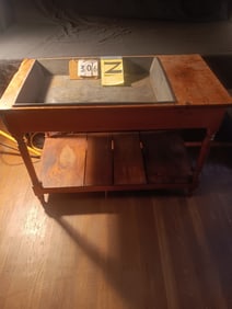 19c Pine Dry Sink with Unusual Iron Insert