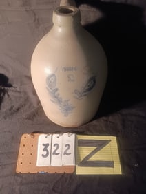 Rare 1830s Signed Jordan, NY Two Gallon Flower Jug