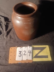 Rare 19c Jordan, NY Stamped Brown Stoneware Crock