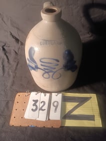 1830s Cortland, NY Flower Stoneware Jug