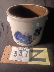 1830s Unsigned Two Gallon Flower Decorated Crock