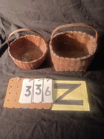 Two Excellent 19c Split Handled Miniature Baskets
