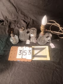 Five Glass 18c to 19c Whale Oil Lamps