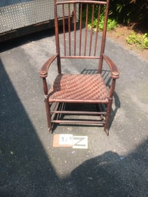 Shaker Rocker with Seven Spindle Back and Mushroom Capped Arms