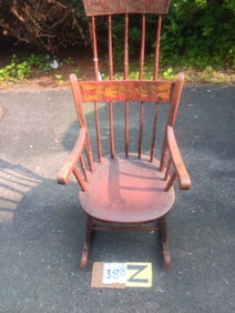 1830s Hand Painted Floral Birdcage Windsor Back Rocker