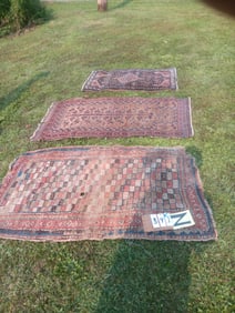Three Handmade Antique Persian Oriental Rugs