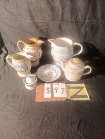 Six Pieces of 18c to 19c Spatterware and Mochaware