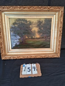 Excellent 1903 L. Miller Oil on Academy Board Landscape Painting