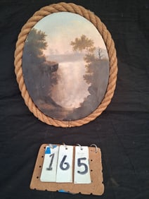 19c Oval Oil on Canvas Painting