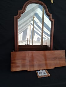 Matching Two-Part Solid Maple Stickley Mirror and Wall Shelf