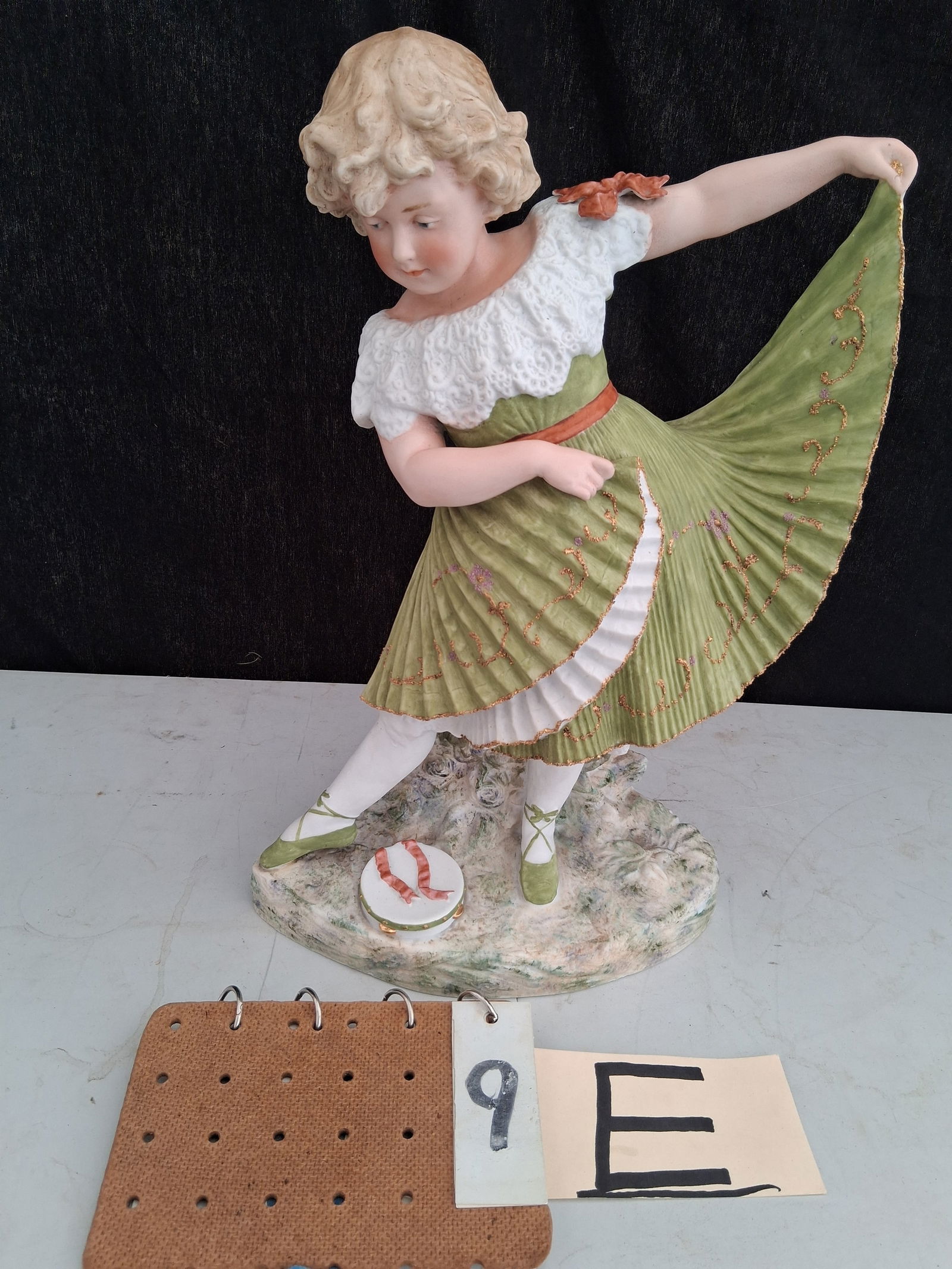 Signed Heubach Bisque Lady Figurine: Beautiful signed Heubach bisque lady figurine circa the late 19th century. 9.5"w x 5.5"d x 15.5"h. See photos.