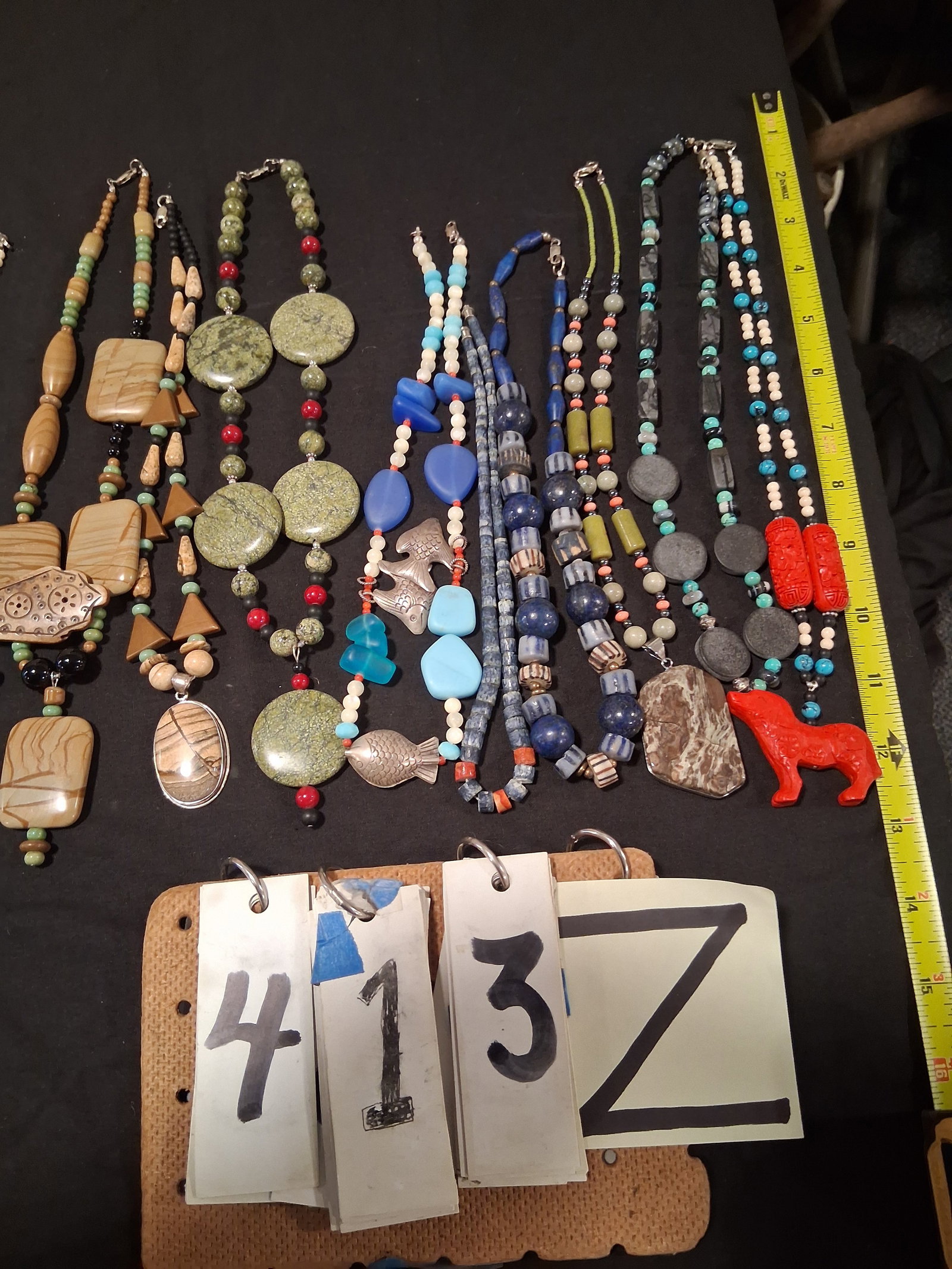 50 Handmade Estate Necklaces: 50 handmade estate necklaces. Made with gems of quality and sterling lobster clasps. All one of a kind. From the Fairmont, NY estate of Carrie Gannett, and advanced antique, art and jewelry collector.