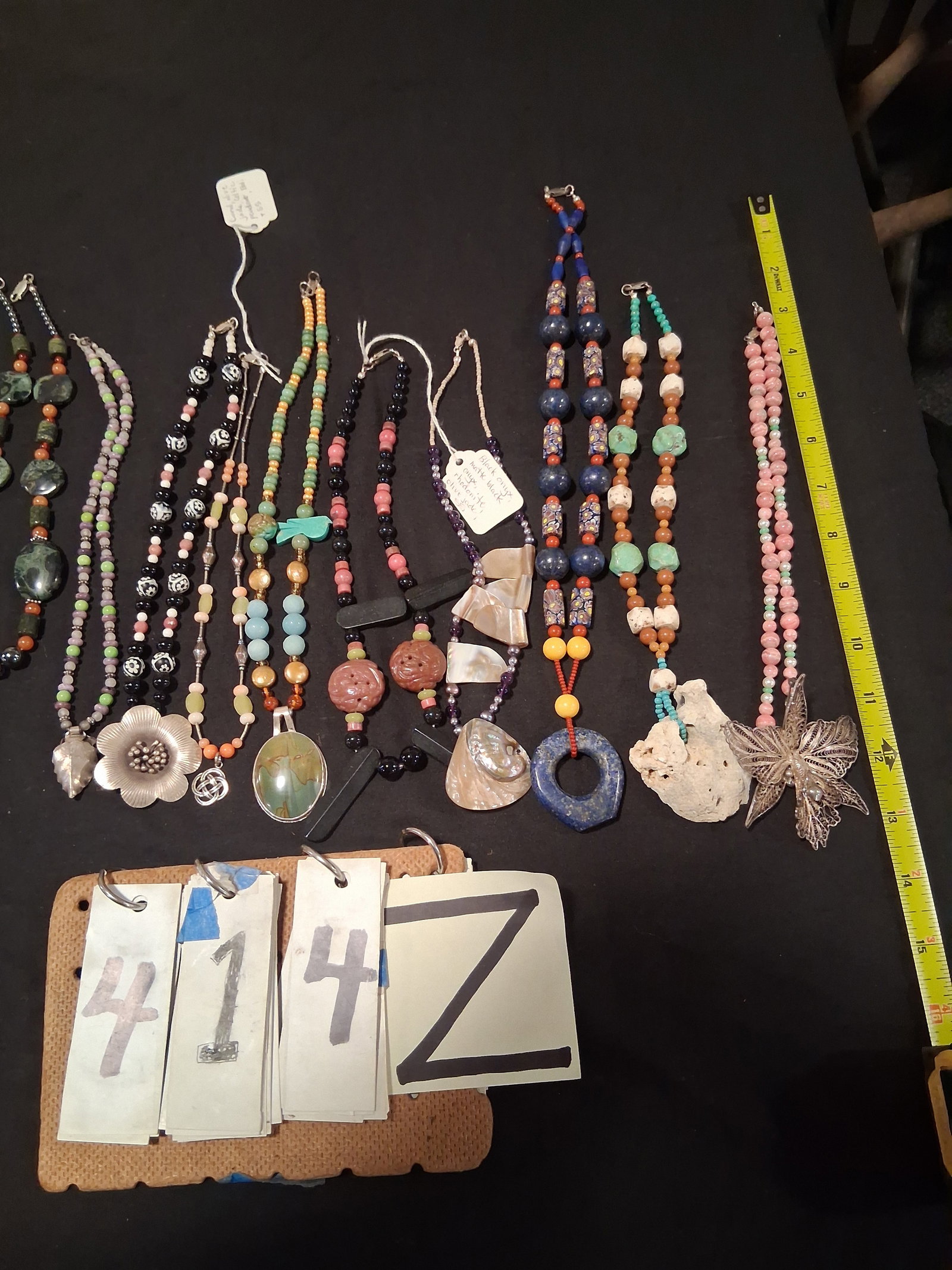 50 Handmade Estate Necklaces: 50 handmade estate necklaces. Made with gems of quality and sterling lobster clasps. All one of a kind. From the Fairmont, NY estate of Carrie Gannett, and advanced antique, art and jewelry collector.
