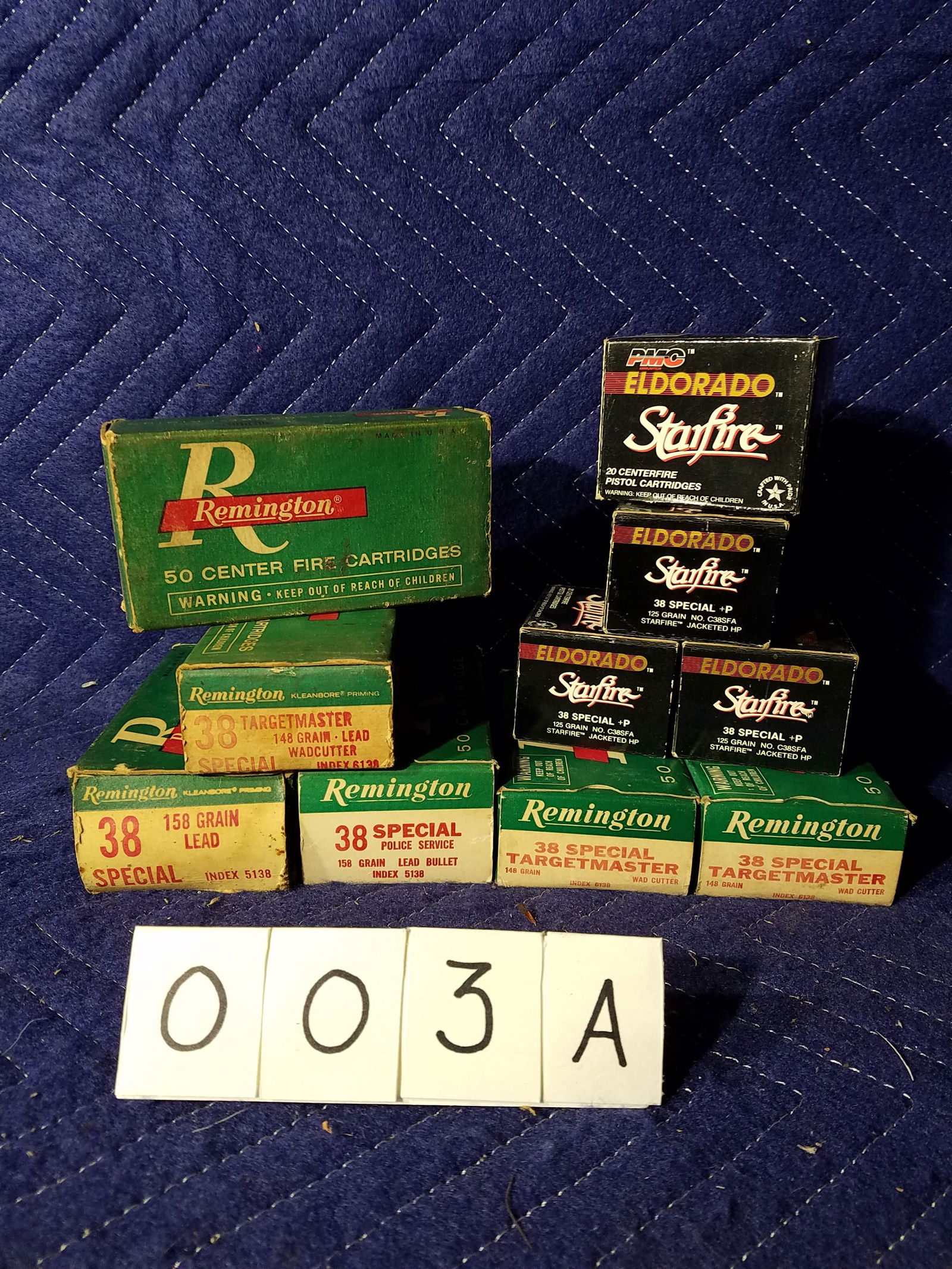 38 Special and 38 Special +P Ammo: 38 Special and 38 Special +P ammunition. Four boxes of Eldorado Starfire (+P), 148 grain (80 rounds). Six boxes of Remington, 148 grain (150 rounds and 50 brass casings) and 158 grain (7 rounds and