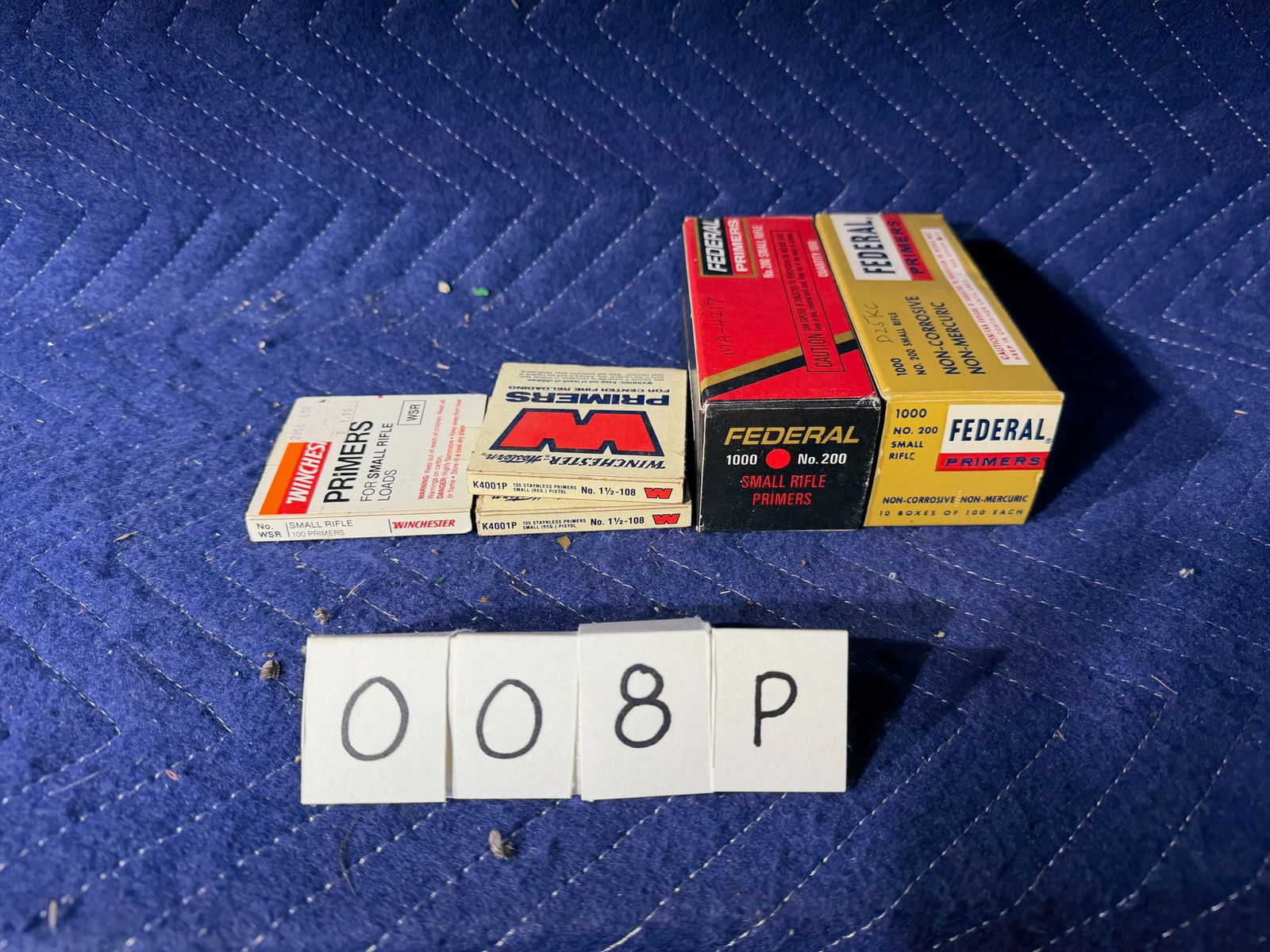 Small Rifle Primers: Small rifle primers. 2000 Federal #200 primers. 200 Winchester Western #1.5-108 primers. 100 Winchester #WSR primers. See photos.