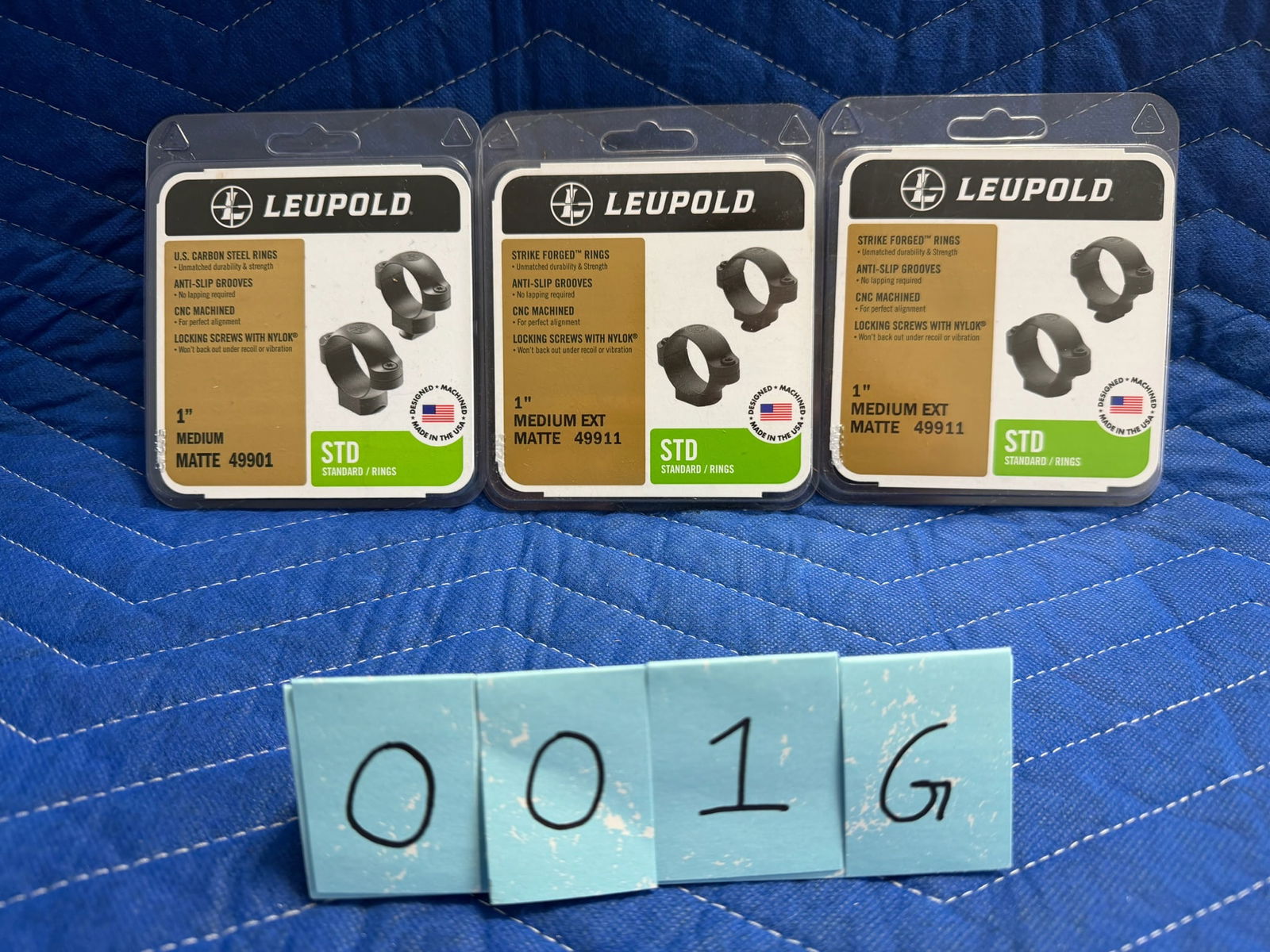 Leupold Scope Rings: Leupold scope rings. Two new one inch tube, medium extension, matte, Part No. 49911. One new one inch tube, medium extension, matte, Part No. 49901. See photos.
