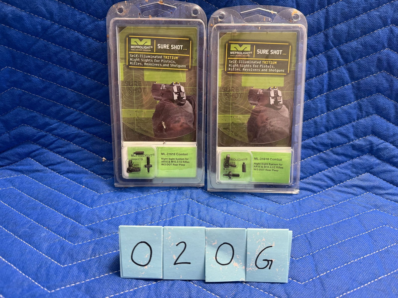 Two MeproLight Tritium Sights for AR-15 and M16: Two MeproLight Tritium sights for AR-15 and M16. Part No. ML-31618 Combat. New in the packages. See photos.