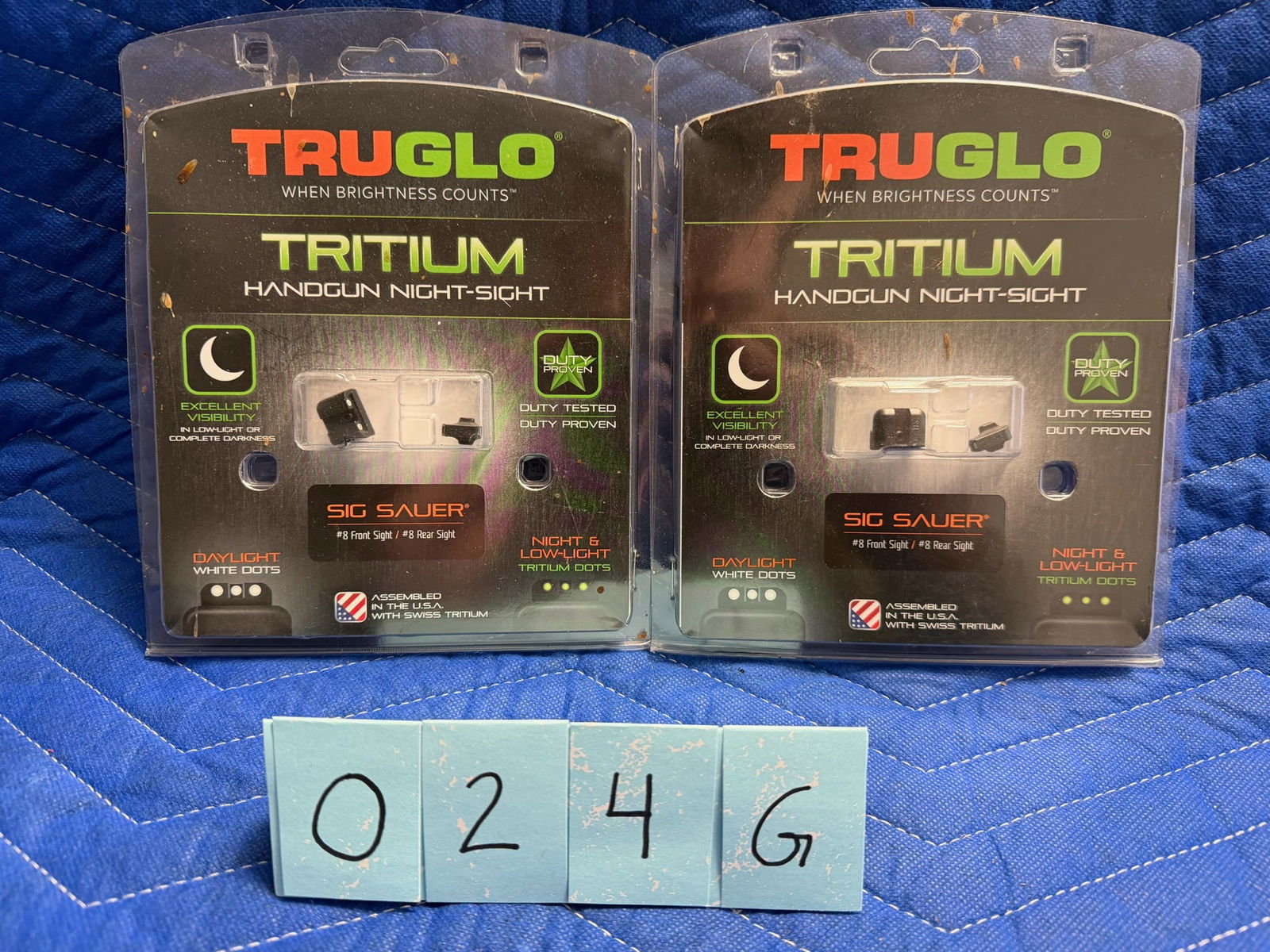 Two TruGlo Tritium Handgun Sights: Two TruGlo Tritium handgun sights. New in the packages. For Sig Sauer, Part No. TG231S1. See photos.