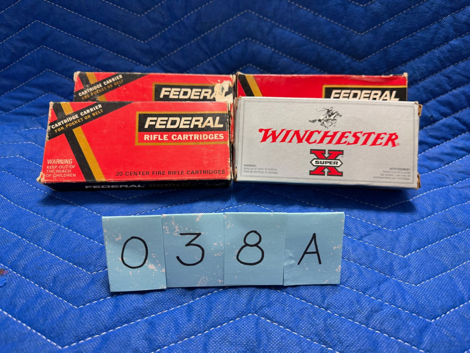 30-30 Winchester Ammo: 30-30 Winchester ammunition. Three boxes of Federal, 170 grain SP Hi-Shok (60 rounds). One box of Winchester Super-X, 150 grain HP (17 rounds). 77 rounds total. See photos.