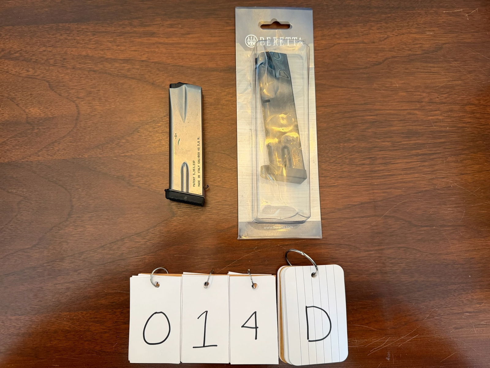 Two Beretta Model 96 Magazines: Two Beretta Model 96 magazines. 14 round 40 Smith & Wesson. See photos. LEO, FFL OR OUT OF STATE SALES ONLY. MAGAZINES ARE NOT NYS COMPLIANT.