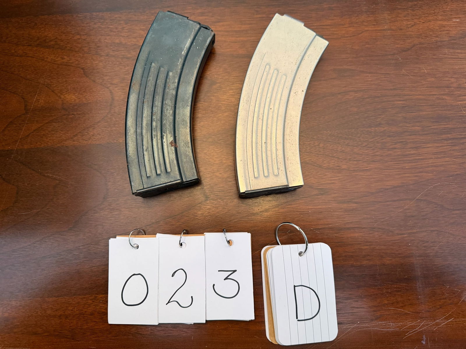 Two 30 Round High Capacity Magazines: Two 30 round high capacity magazines. Unknown manufacturer and gun - possibly 5.45 Scorpion? See photos. LEO, FFL OR OUT OF STATE SALES ONLY. MAGAZINES ARE NOT NYS COMPLIANT.