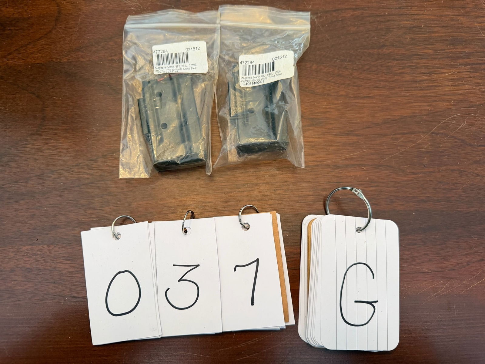 Two New Marlin 22 Magnum Magazines: Two new Marlin 22 Magnum magazines. Seven round. Fits Marlin Model 882/882L/25MN/25MNC. Part No. G4051460-01. New in the packaging. See photos.