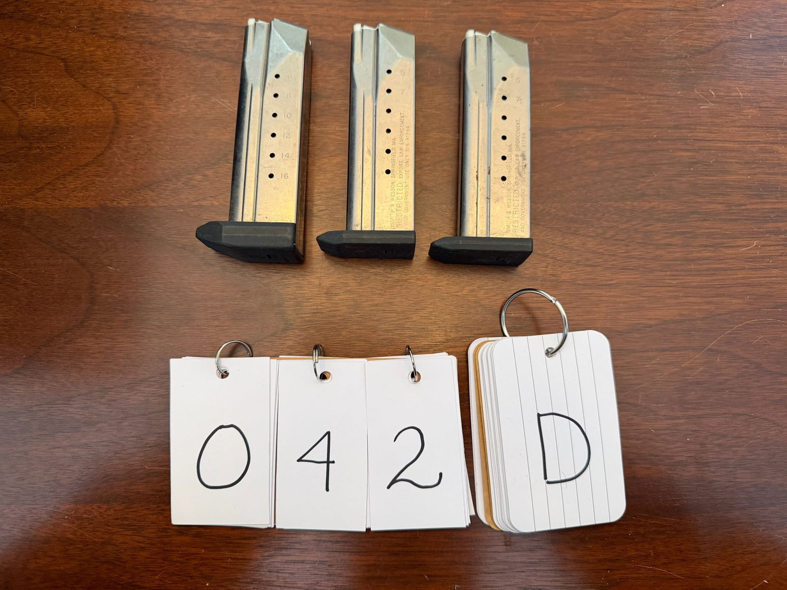 Three Smith & Wesson 9mm Magazines: Three Smith & Wesson 9mm magazines. Two 16 round and one 17 round. See photos. LEO, FFL OR OUT OF STATE SALES ONLY. MAGAZINES ARE NOT NYS COMPLIANT.