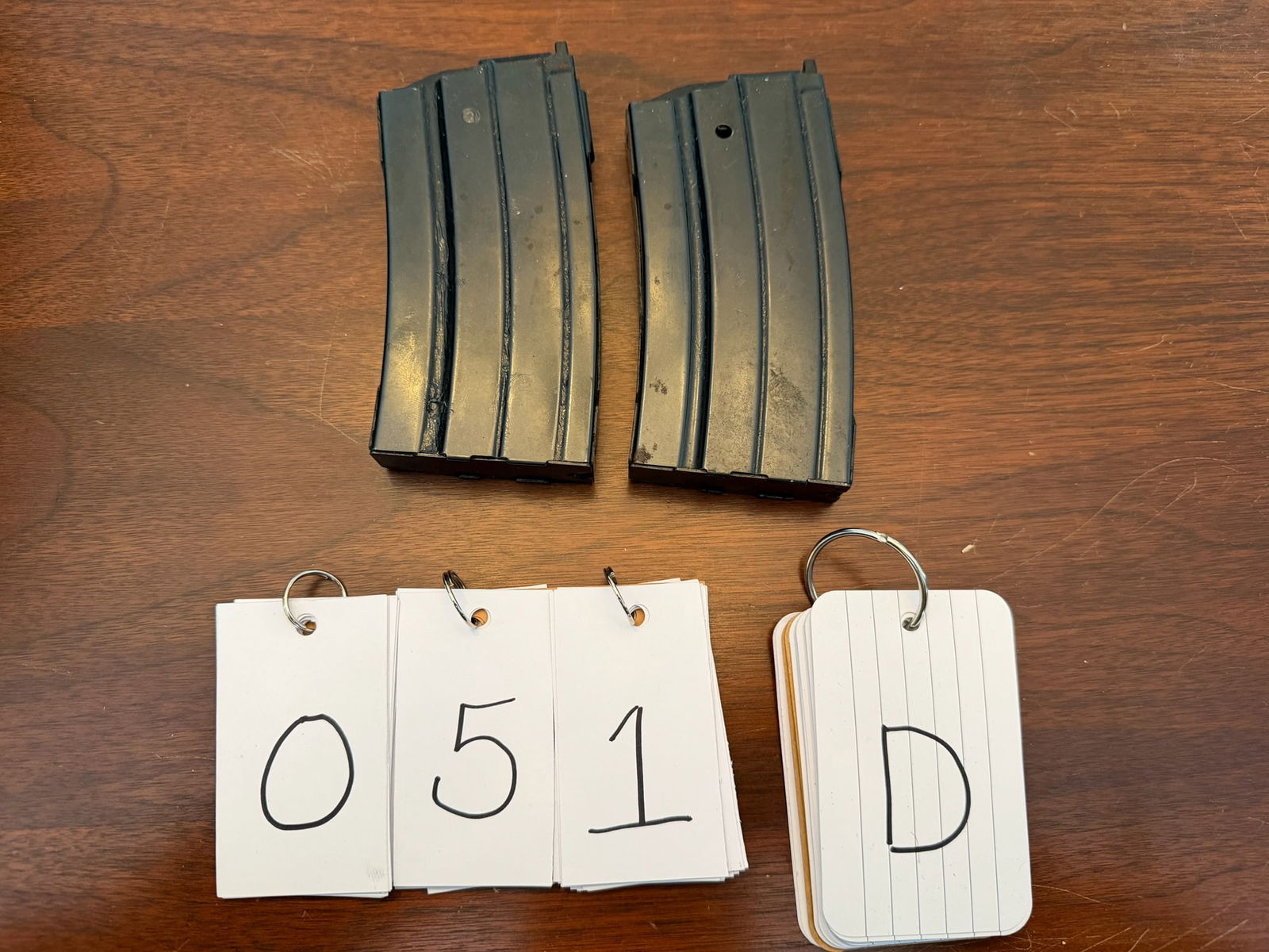 Three Ruger High Capacity Magazines: Three Ruger high capacity magazines. Two metal 20 round magazines for a Ruger Mini-14. One plastic 30 round magazine for a Ruger Mini-30, manufactured by Eagle Internation Inc. (Part No. Eagle 3015).