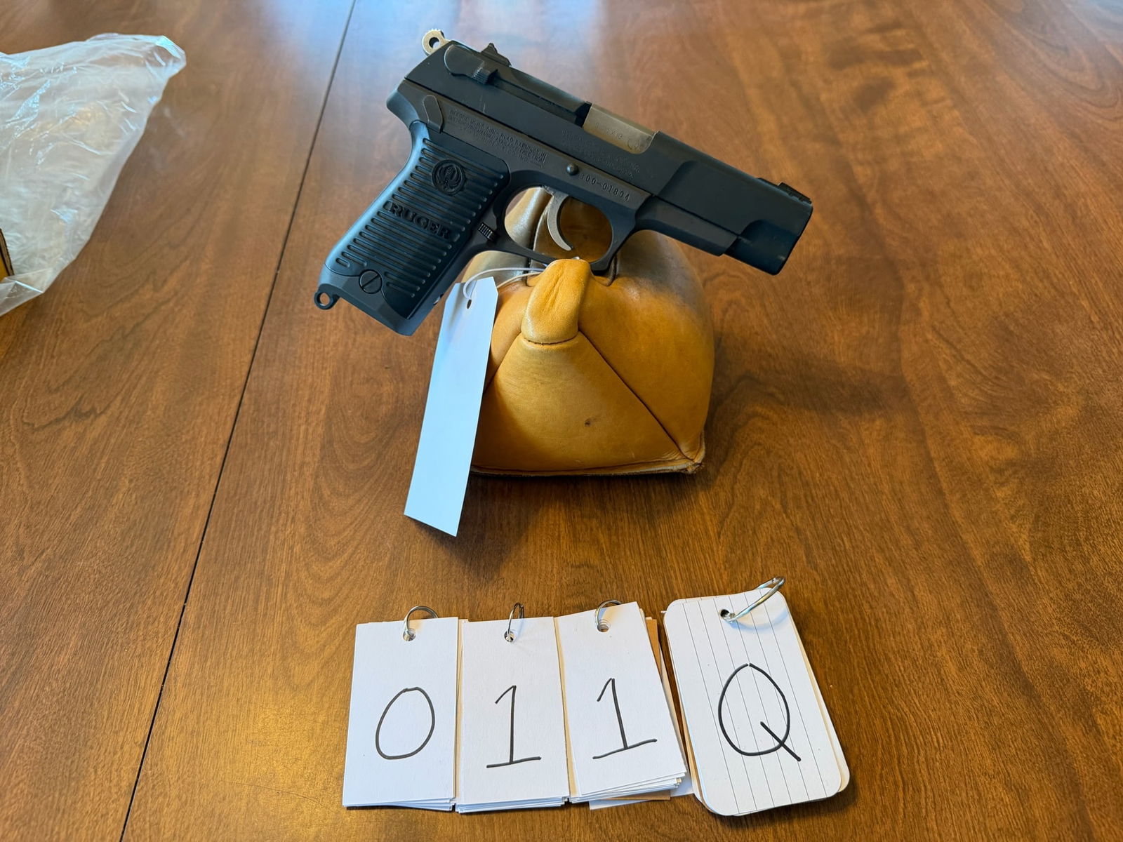 Ruger Model P85: Ruger Model P85. Semi-automatic 9mm Luger. 4.5" barrel. No magazine. Comes with the original box and paperwork. Serial No. 300-01804. See photos.